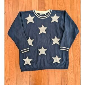 Vintage Cotton Knit Star Cardigan Sweater Coastal Grandma Boho Vibes Size 1 Med